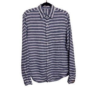J. Crew Baird McNutt Mens Medium Irish Linen Button Up Shirt Stripe Long Sleeve